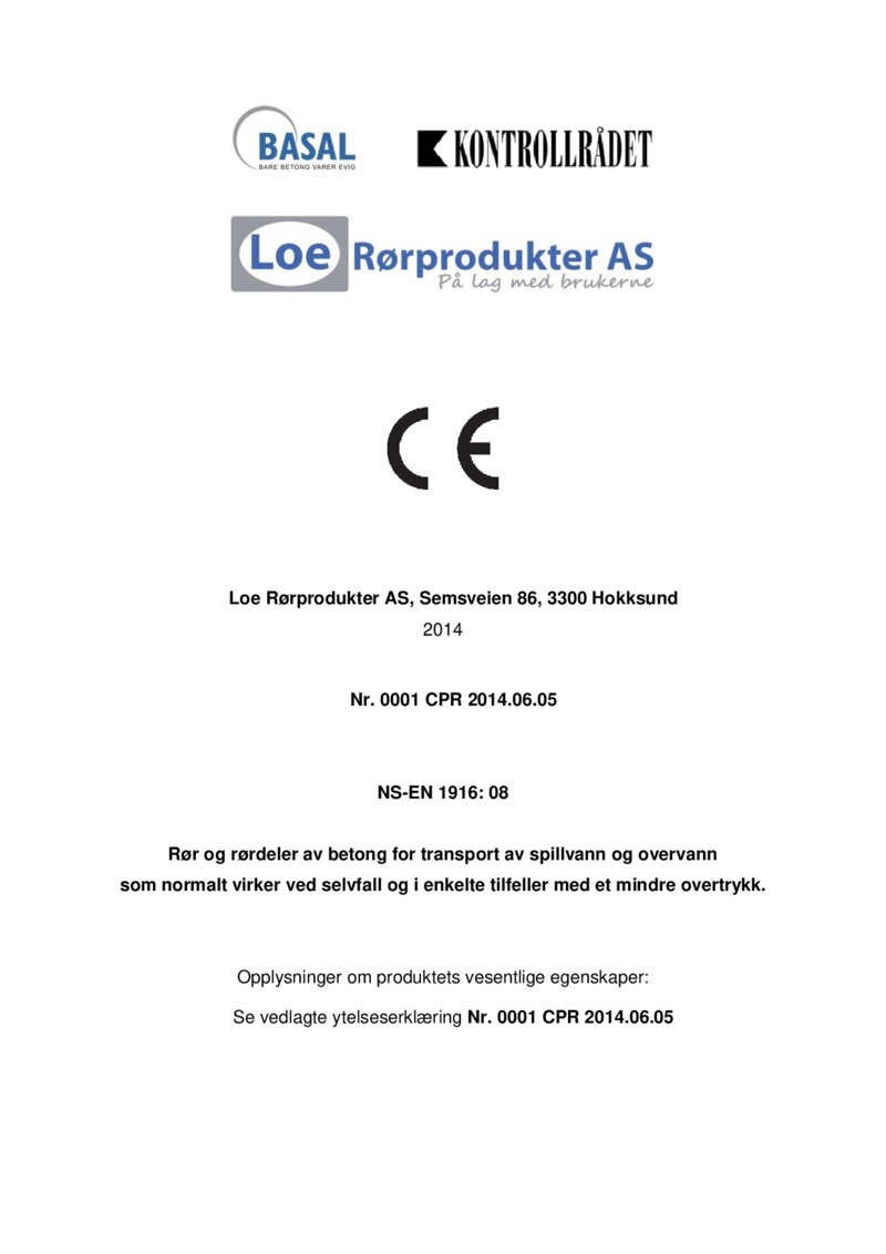 CE dokument EN NS 1917-RØR_Loe Rørprodukter
