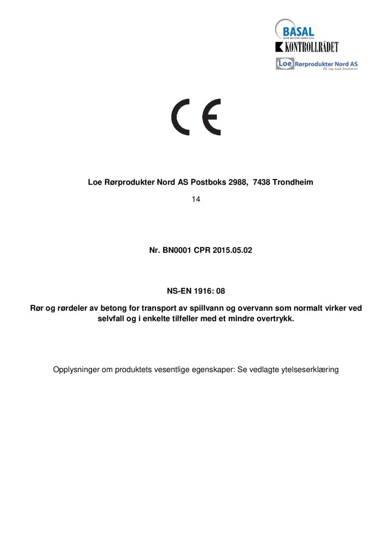 CE dokument EN NS 1917-KUM_Loe Rørprodukter Nord