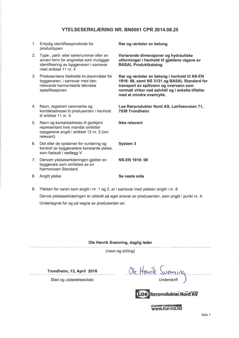 Ytelseserklæring-RØR_Loe Rørprodukter Nord
