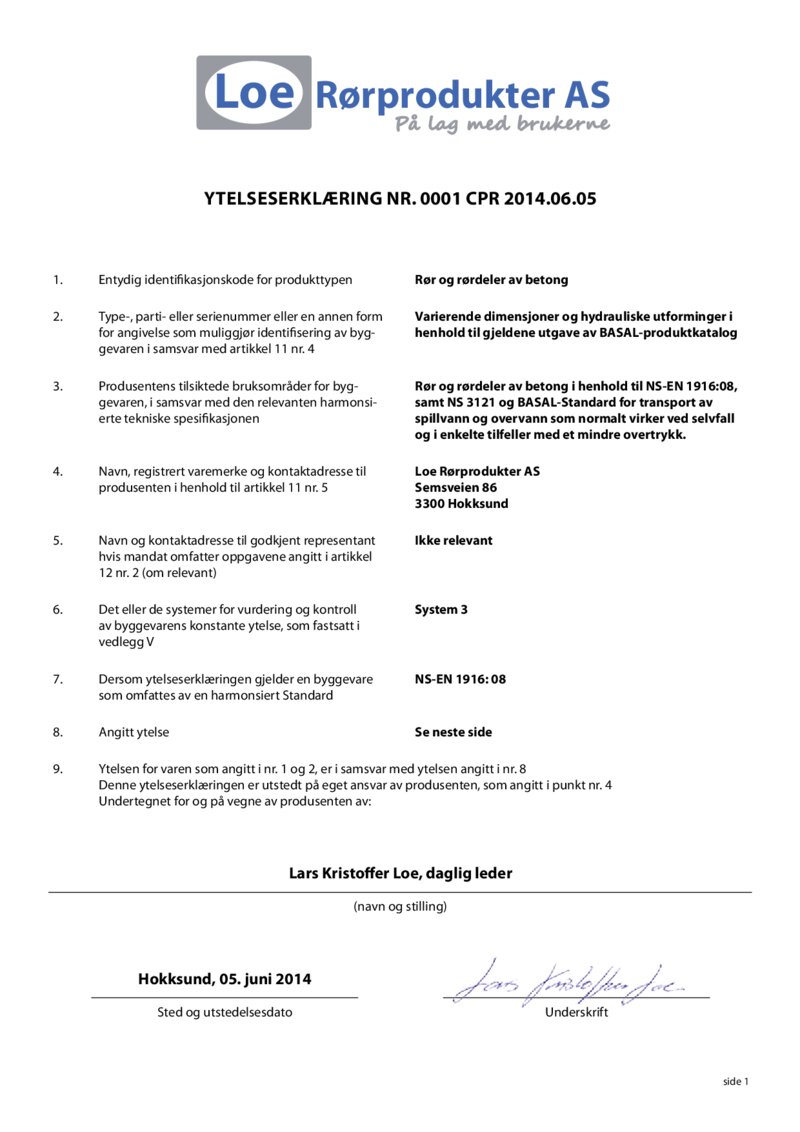 Ytelseserklæring-RØR_Loe Rørprodukter