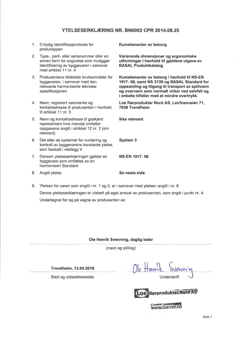 Ytelseserklæring-KUM_Loe Rørprodukter Nord