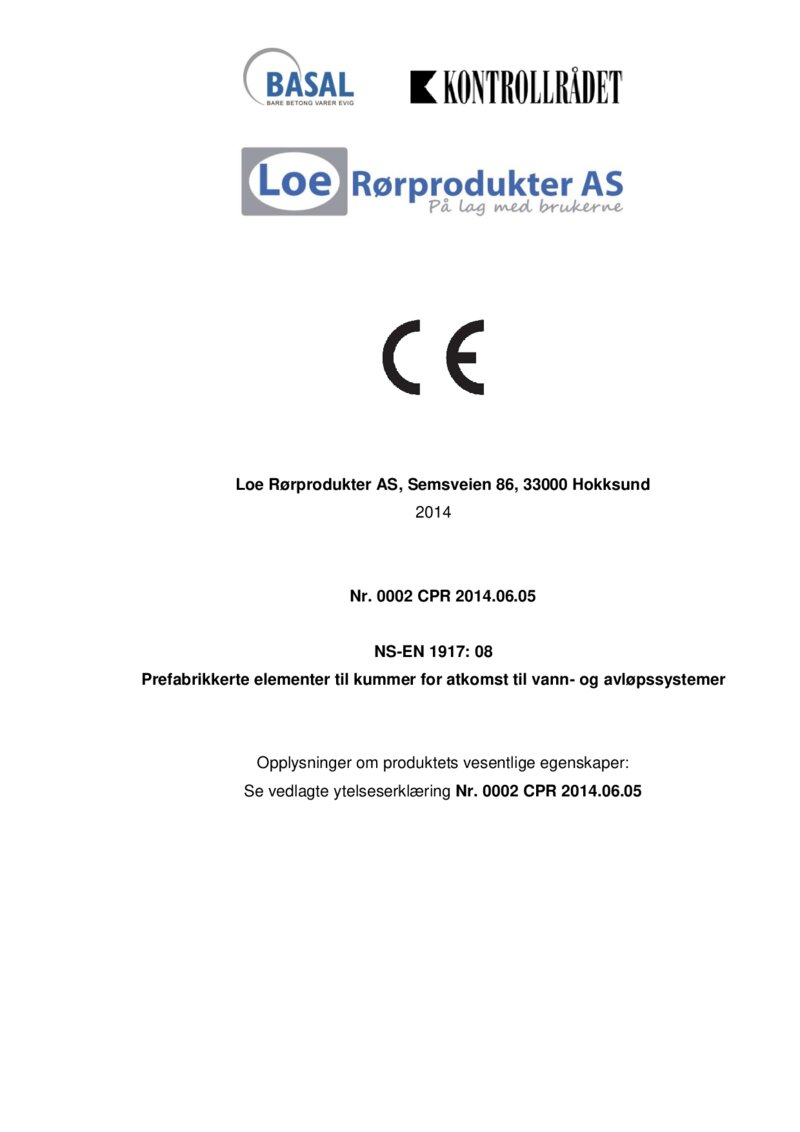 CE dokument EN NS 1917-KUM_Loe Rørprodukter