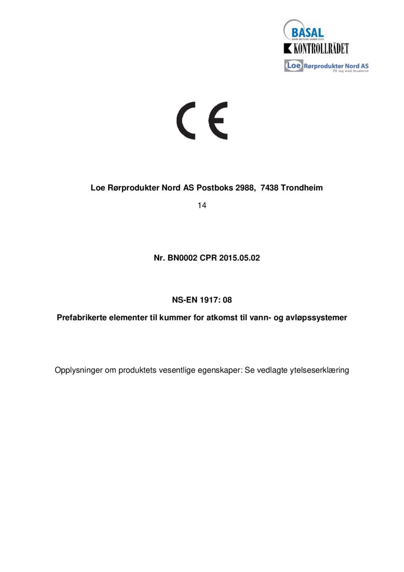 CE dokument EN NS 1917-RØR_Loe Rørprodukter Nord